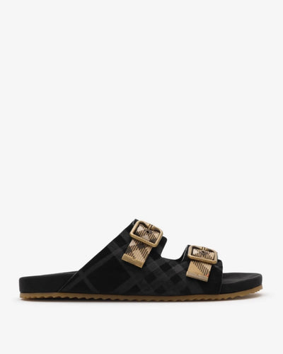Burberry Check Suede Urchin Sandals Black