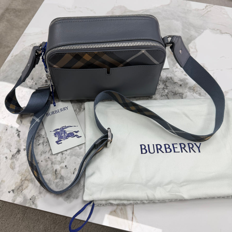 Burberry Pop Check Crossbody Bag - Wave Blue